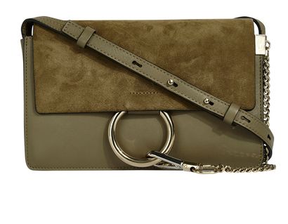 Chloe Faye Shoulder Bag, £320, Handbags, Green, Suede, Front view